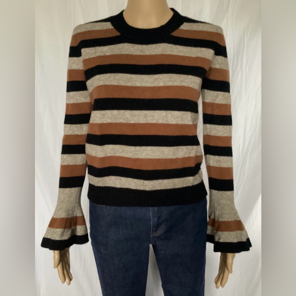 Anthropologie Harlyn striped bell sleeve sweater